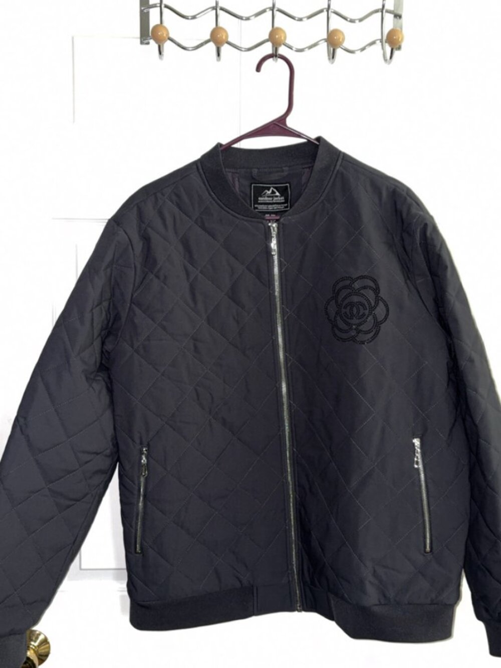 MAGCOMSEN Quilted Bomber Jacket – US 2XL – Rhinestone Design